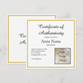 Square Certificate of Authenticity Art Foto Kaart (Voorkant / Achterkant)