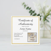Square Certificate of Authenticity Art Foto Kaart (Staand voorkant)