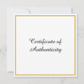 Square Certificate of Authenticity Art Foto Kaart (Achterkant)