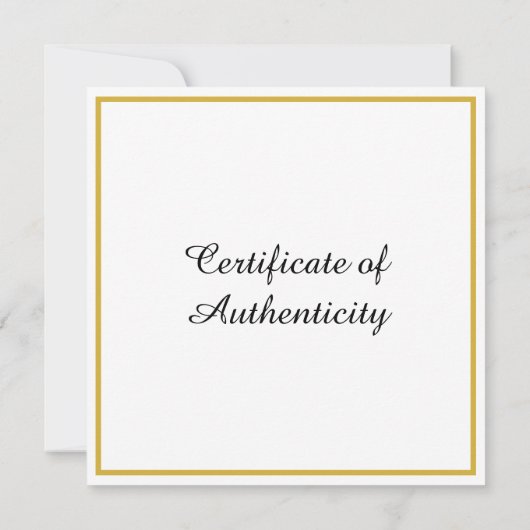 Square Certificate of Authenticity Art Foto Kaart (Achterkant)