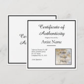 Square Certificate of Authenticity Sjabloon Foto Kaart (Voorkant / Achterkant)