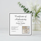Square Certificate of Authenticity Sjabloon Foto Kaart (Staand voorkant)