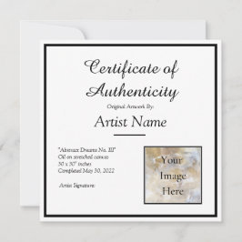 Square Certificate of Authenticity Sjabloon Foto Kaart