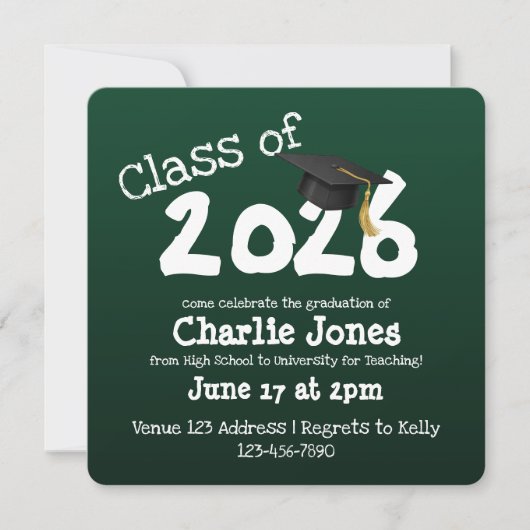 Square Chalkboard Graduation Kaart (Voorkant)