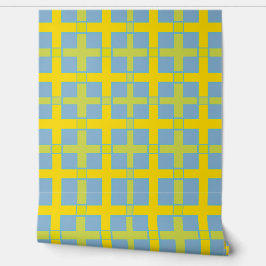 Square Check Pattern Blue Yellow Green Behang