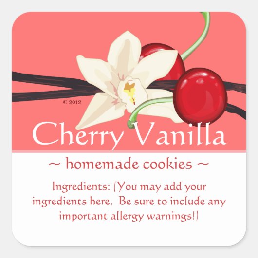  Square Cherry Vanilla Stickers (Voorkant)