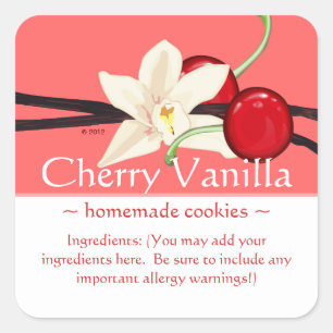  Square Cherry Vanilla Stickers