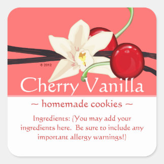 Square Cherry Vanilla Stickers