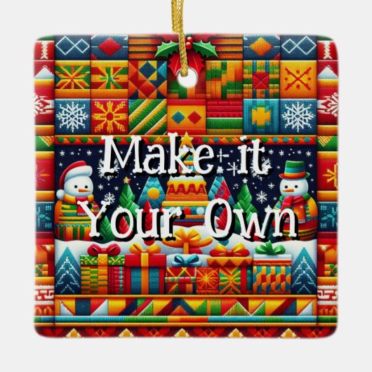 Square Christmas 2024 Kente Pattern Ornament (Voorkant)
