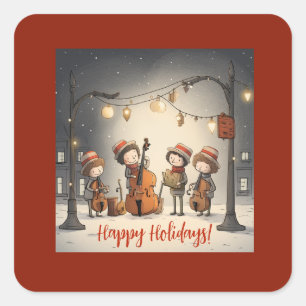 Square Christmas Street muzikant Sticker