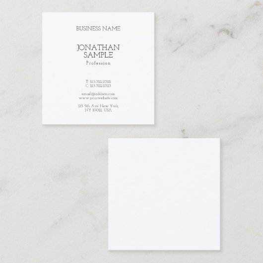 Square Classy Simple Modern Professional Trendy Vierkante Visitekaartje (Voorkant / Achterkant)