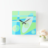 Square Clock Abstract Surfende Pastel Blue Green Vierkante Klok (Huis)