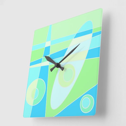 Square Clock Abstract Surfende Pastel Blue Green Vierkante Klok (Hoek)