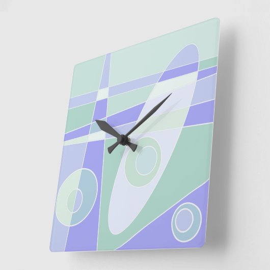 Square Clock Abstract Surfpastel Paars Green Vierkante Klok (Hoek)