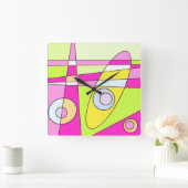 Square Clock Abstracte Surfing Bubblegum Vierkante Klok (Huis)