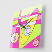 Square Clock Abstracte Surfing Bubblegum Vierkante Klok (Hoek)