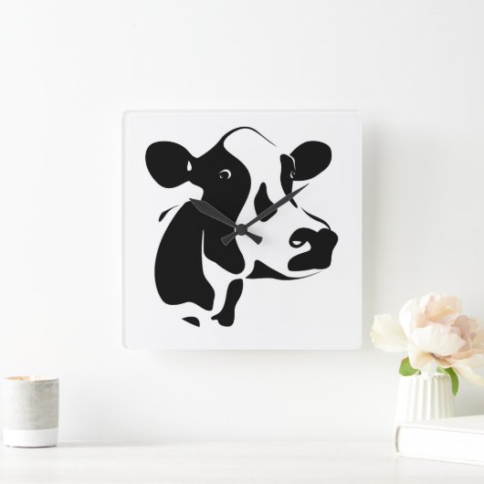 Square Clock-Cow Vierkante Klok (Huis)