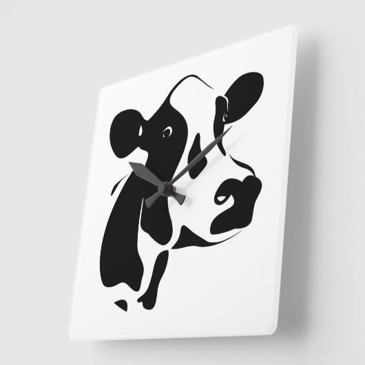 Square Clock-Cow Vierkante Klok (Hoek)