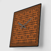 Square Clock: Welsh Tapestry Pattern: Terracotta Vierkante Klok (Hoek)