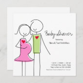 Square Coed Baby Shower Invitations, 5 x 5 Kaart (Voorkant / Achterkant)