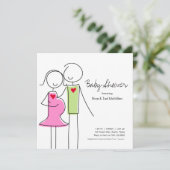 Square Coed Baby Shower Invitations, 5 x 5 Kaart (Staand voorkant)