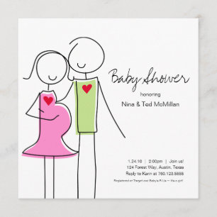 Square Coed Baby Shower Invitations, 5 x 5 Kaart