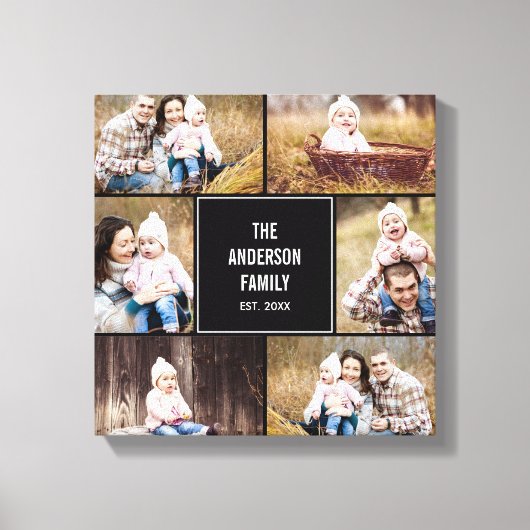 Square Collage Custom Photo Wrapped Canvas (Voorkant)