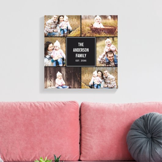 Square Collage Custom Photo Wrapped Canvas (Insitu (Woonkamer))