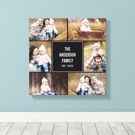 Square Collage Custom Photo Wrapped Canvas (Insitu (Houten vloer))