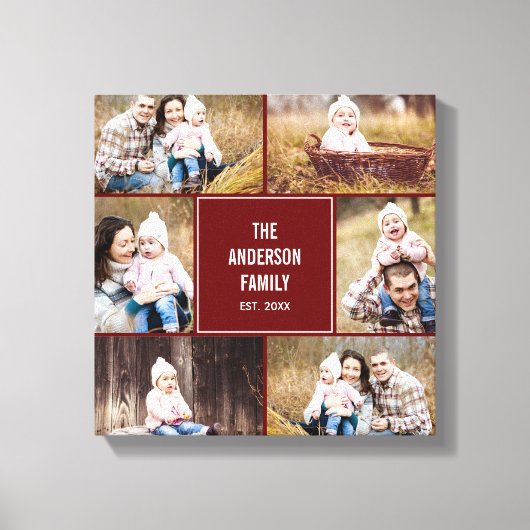 Square Collage Custom Photo Wrapped Canvas (Voorkant)