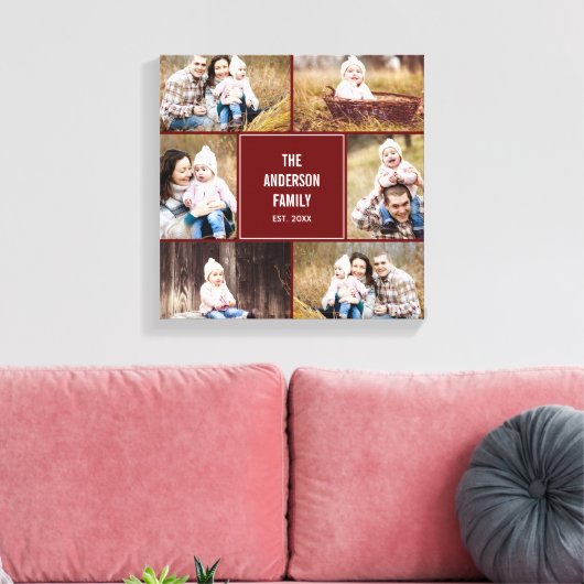 Square Collage Custom Photo Wrapped Canvas Afdruk (Insitu (Woonkamer))