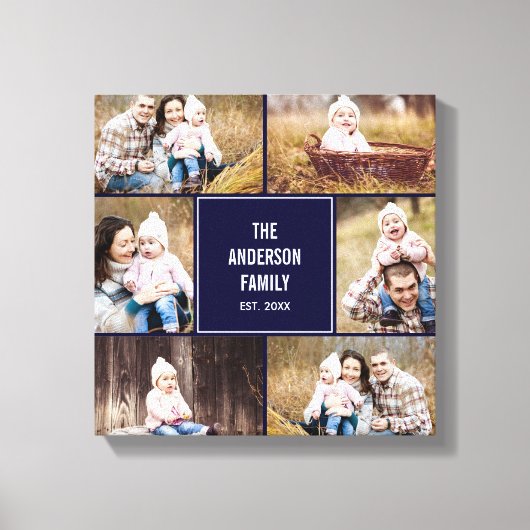 Square Collage Custom Photo Wrapped Canvas Afdruk (Voorkant)