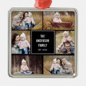 Square Collage Editable Color Photo Ornament (Voorkant)