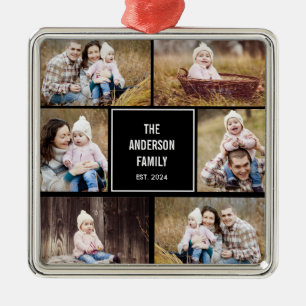 Square Collage Editable Color Photo Ornament