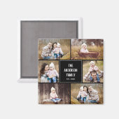 Square Collage Personalized Photo Magnet (Voorkant / Achterkant)