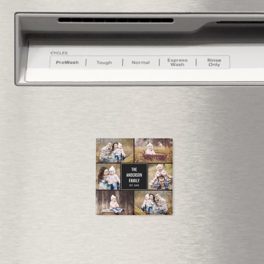 Square Collage Personalized Photo Magnet (Insitu (Vaatwasser))