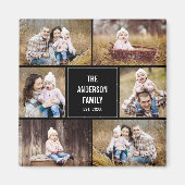 Square Collage Personalized Photo Magnet (Voorkant)