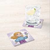 Square Comic Girl Lavender Onderzetter Set (Insitu)