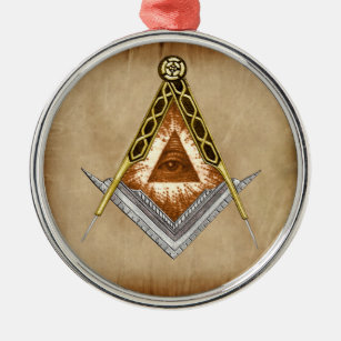 Square & Compass All Seeing Eye Metalen Ornament