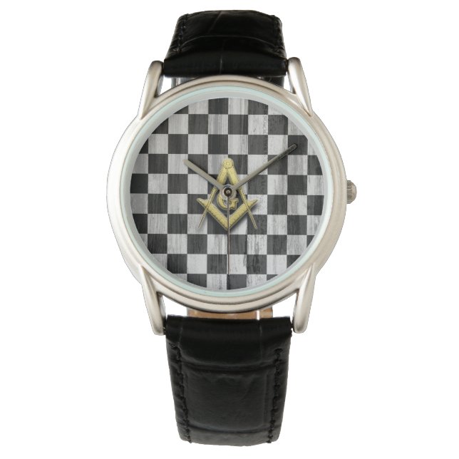 Square Compass en Checkers Horloge (Voorkant)