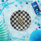 Square Compass en Checkers Papieren Bordje (Feest)