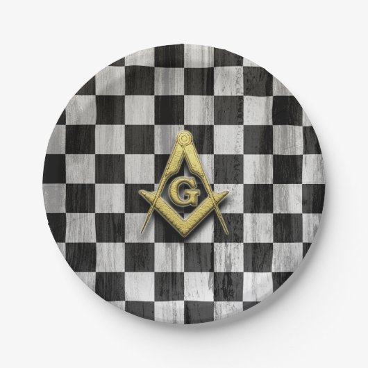 Square Compass en Checkers Papieren Bordje (Voorkant)