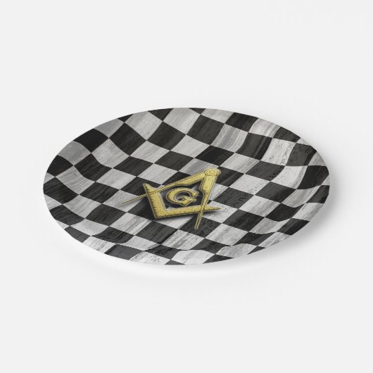 Square Compass en Checkers Papieren Bordje (Gekanteld)