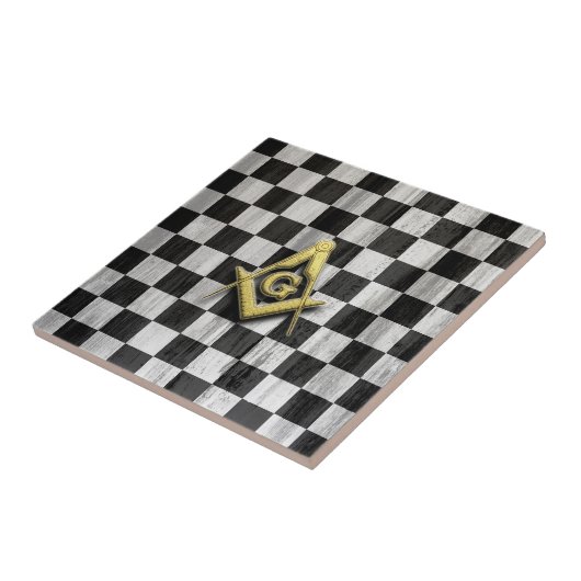 Square Compass en Checkers Tegeltje (Zijkant)
