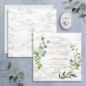 Square Copper Geometric Eucalyptus Marble Wedding Kaart