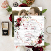 Square Copper Geometric Marble Burgundy Foto Kaart