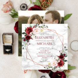 Square Copper Geometric Marble Burgundy Foto Kaart