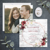 Square Copper Geometric Marble Burgundy Foto Kaart