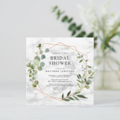 Square Copper Geometric Marble Eucalyptus Shower Kaart (Staand voorkant)