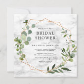 Square Copper Geometric Marble Eucalyptus Shower Kaart (Voorkant)